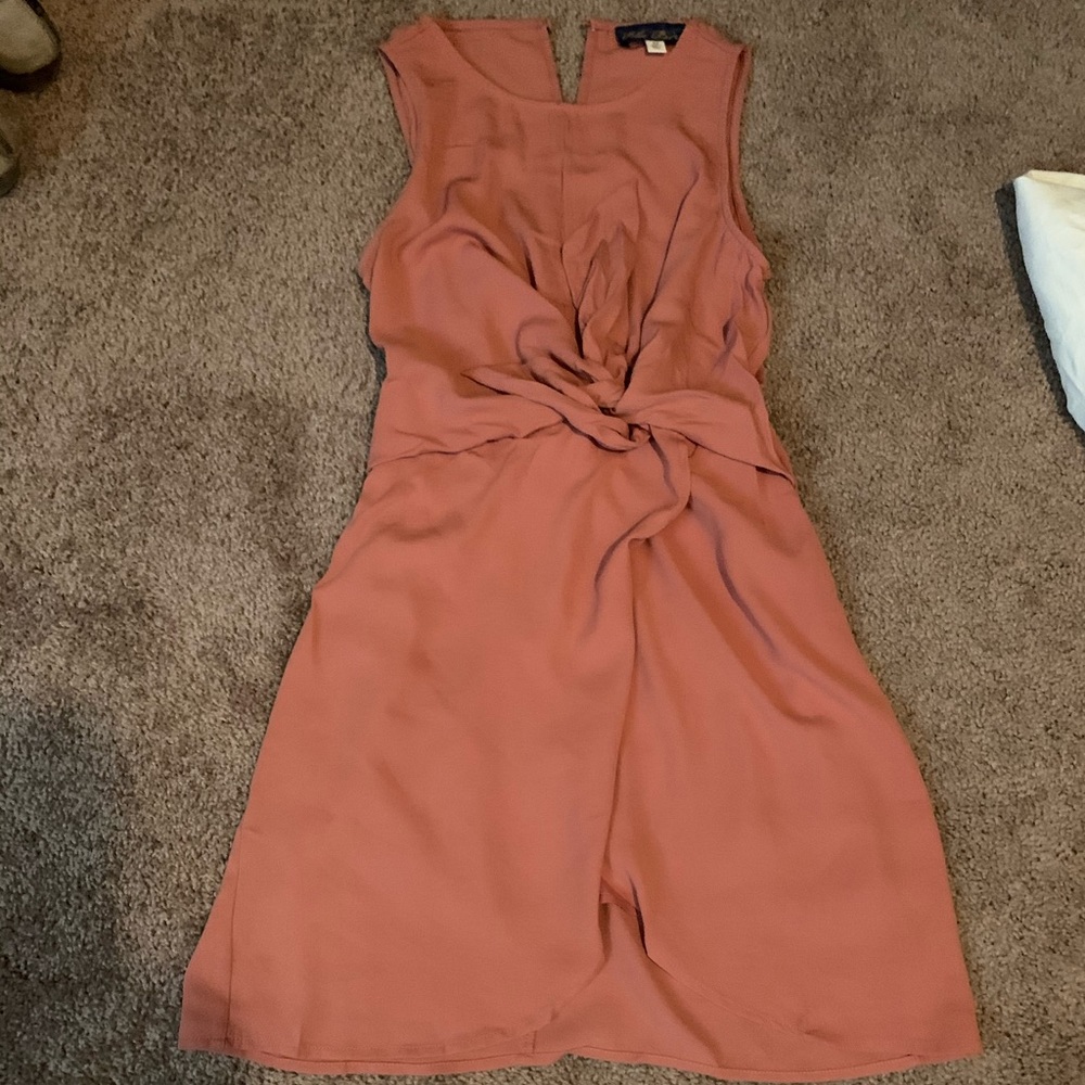 Dusty Rose Tulip-hem Tie-front Dress